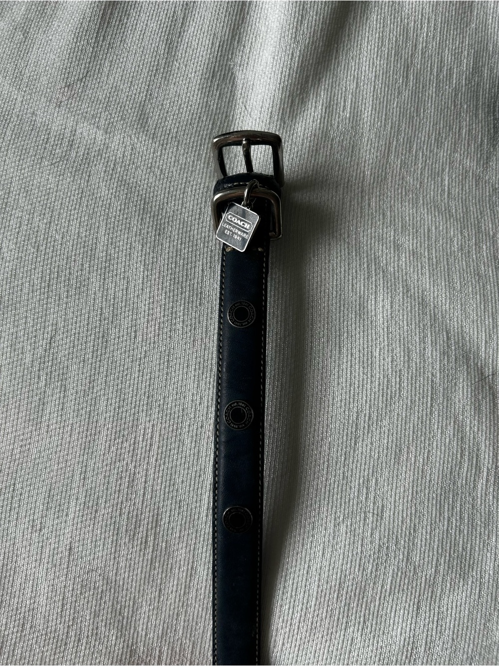 Coach Leather Blue Dog Collar with Silver-Tone Hardware and Coach Charm - Picture 9 of 10